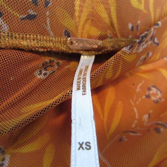 Free People Romi Mesh Mini Skirt Orange Floral Rushed Ruffle Festival Womens XS - Picture 6 of 6